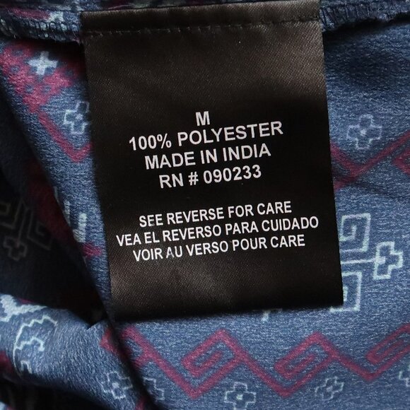 House of Harlow 1960 Navy Geo Print Cold Shoulder Puff Sleeve Top Blouse Medium - Picture 9 of 11